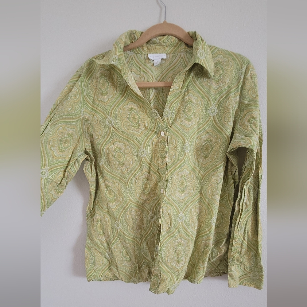 Green Paisley Button-Up Shirt
